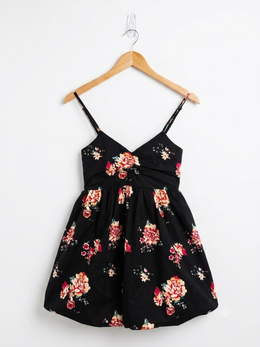 Rue21 Black Floral Mini Dress with Pink & Cream Blooms